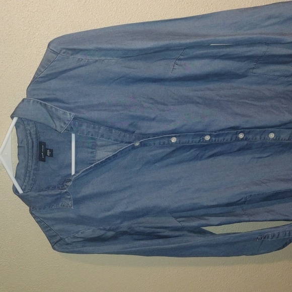 J Jill Denim Dress/Tunic Length Button Down Chambray Long Sleeve S - Picture 2 of 6